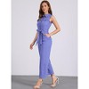 Allegra K Women's Button Down Collared Wide Leg Tie-Waist Sleeveless Cargo Jumpsuits - 2 of 4