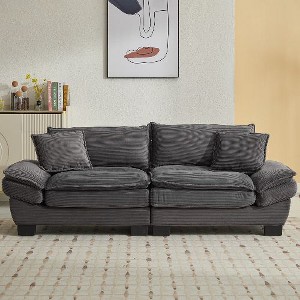 CAVINAS Loveseat Sofa with 2 Supportive Pillows, 23 Inch Corduroy Sofa, Comfy Upholstered Seat Sofa Couch for Bedroom, Living Room, Apartment - 1 of 4