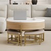 Lift-Top Coffee Table with 3 Ottoman, Modern Round Cocktail Table Center Table Sofa Side Table with Storage Compartment, Black/Natural+White-HABITRIO - 3 of 4