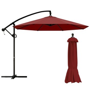 Infurnic Patio Umbrellas Outdoor Offest Hanging Umbrella, Adjustable Crank Handle, Sun Shade for Market, Large Balcony, Red, 114.17"*114.17"*81.49" - 1 of 4