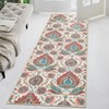 Washable Vintage Floral Distressed Rug Non Slip Low Pile Rug Soft Throw Floor Cover Foldable Indoor Carpet for Living Room Bedroom Playroom Nursery - 3 of 4