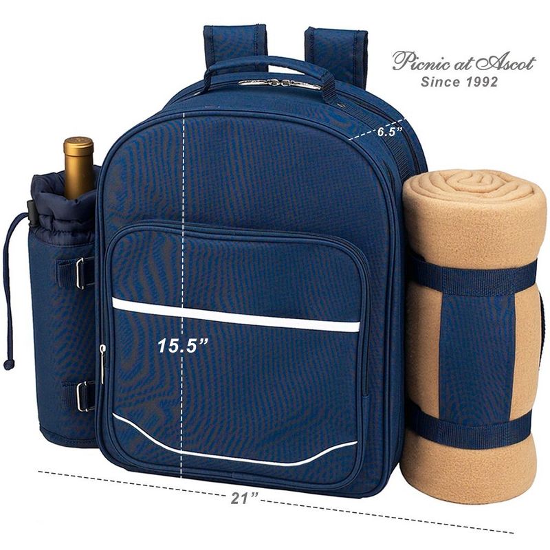 Picnic at Ascot - Deluxe Equipped 4 Person Picnic Backpack with Cooler, Insulated Beverage Holder & Blanket, 2 of 6