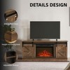 Hotraffy Modern Farmhouse TV Media Stand,with 23in  Fireplace Insert,Brown - 2 of 4
