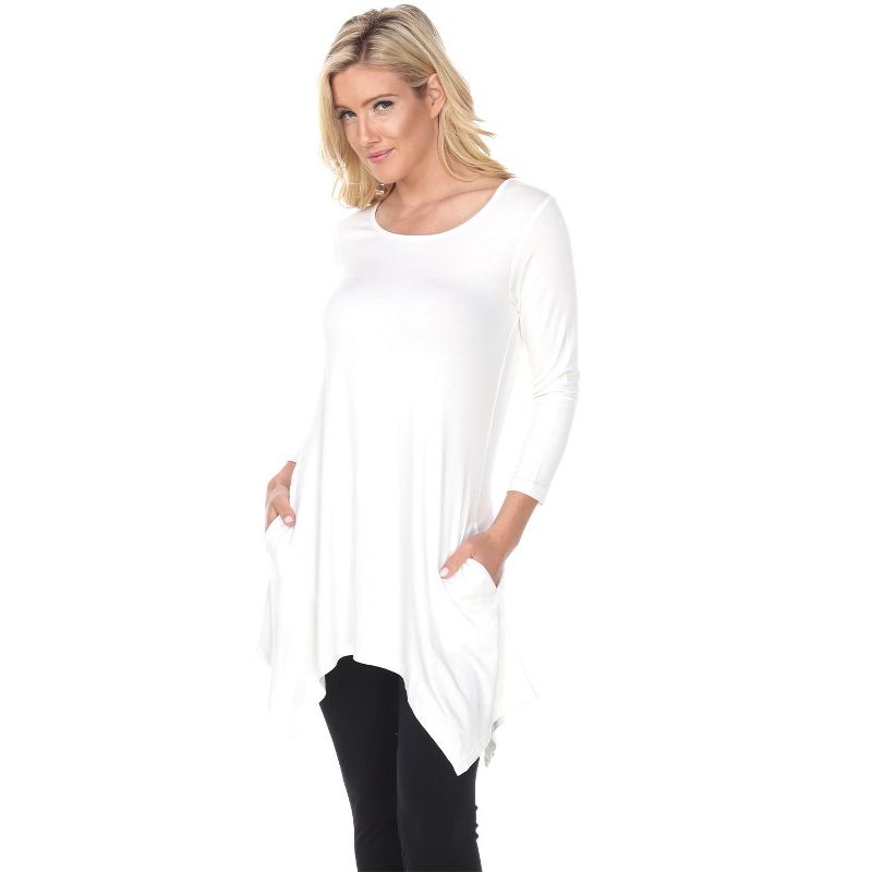 Women's 3/4 Sleeve Makayla Tunic Top with Pockets - White Mark, 1 of 4