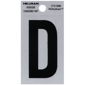 Hillman 2 in. Reflective Black Vinyl Self-Adhesive Letter D 1 pc (Case of 6) - 1 of 1