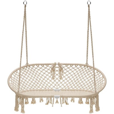 Cream White Double Macrame Hammock Chair Swing