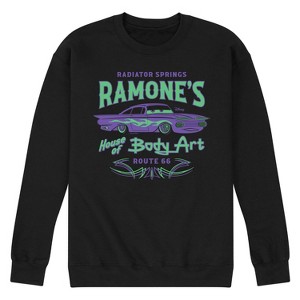 Men's - Cars - Ramone's House Of Body Art Radiator Springs Route 66 Graphic Fleece Sweatshirt - 1 of 4