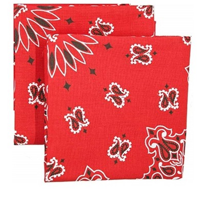 Bandana 2 Pack Paisley 100% Cotton Handkerchief  With Sewn Edges