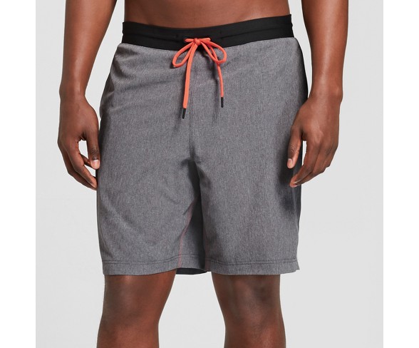 AquaTech Men's 9" Solid Charcoal Swim Trunks With Aqua Flex Waistband - Charcoal S