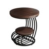 Lirago Brown Round End Table Faux Marble Top Metal Frame 19.68x19.68x24.8 2-Tier Storage Shelf Side Table - 2 of 4