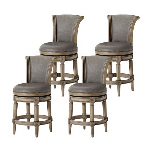Maven Lane Pullman Upholstered Kitchen Stool with Vegan Leather Cushion Seat, Set of 4 - 1 of 4