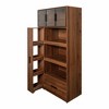 Okak Tall Cabinet, Storage Cabinet with 3 Doors and 3 Drawers, Kitchen Cabinet for Living Room, Bedroom and Office, Walnut - 4 of 4