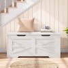 Storage Bench, Retro Wooden Storage Chest with Cut-Out Pull, Safety Hinge - 4 of 4