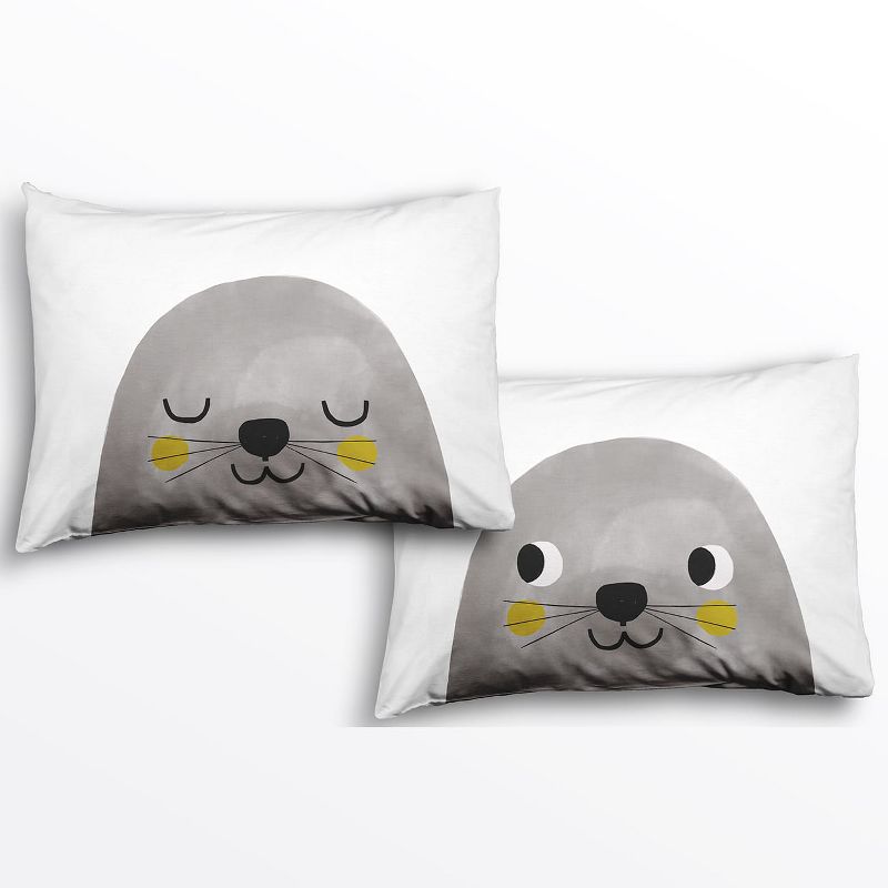 2 Pillowcase Set: Seal Design - 100% Cotton Sateen - Rookie Humans., 1 of 8