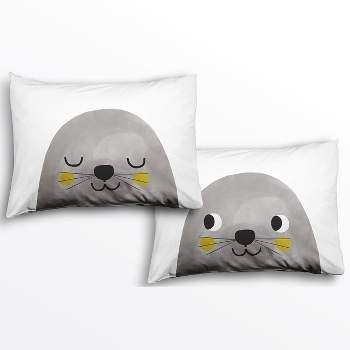 2 Pillowcase Set: Seal Design - 100% Cotton Sateen - Rookie Humans.