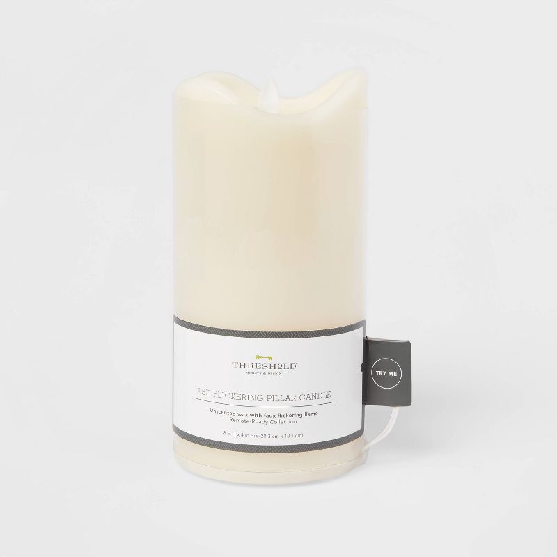 8&#34; x 4&#34; LED Flickering Flame Candle Cream - Threshold&#8482;, 1 of 9