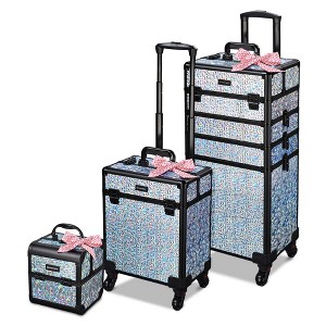 Byootique Rolling Makeup Train Case 3-Piece Cosmetic Organizer Kit - 1 of 4