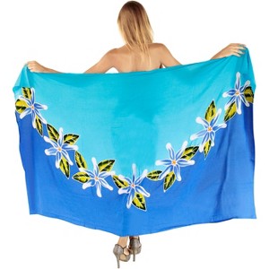 LA LEELA Women's Summer Bikini Wraps Beach Wrap Sarong Coverup Skirt Bathing suit Swimwear Swimsuit Coverup for Women One Size Blue, Floral - 1 of 4
