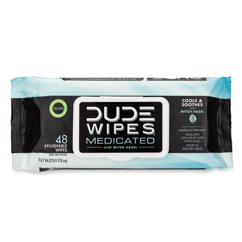 Dude Wipes Fragrance Free Medicated Flushable Wipes - 48ct, 1 of 8