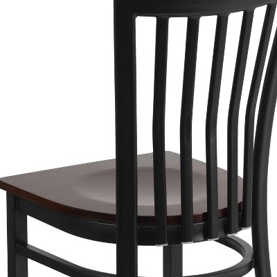 Elegant Black Steel and Walnut Wood Slat Side Chair