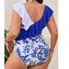 Womens Plus Size Swimsuits Ruffled One Piece Flounce Sleeve Swimwear V Neck Bathing Suit for Plus Size Women - 4 of 4