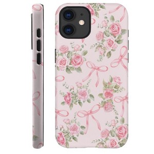 BONGEEK Generic Case Compatible with iPhone 11,Scratch Resistant Hybrid 2-Layer Hard Shell Phone Case,Bows Roses Pink Ribbon Aesthetic - 1 of 4