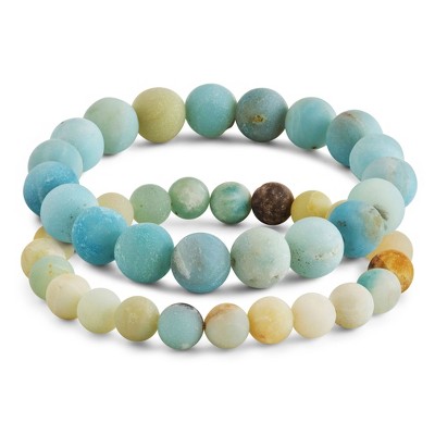 SHINE by Sterling Forever Amazonite-Quartz Beaded Stretch Bracelet
