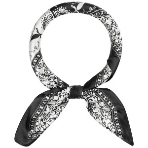 Elerevyo Women's Satin Large Paisley Contrast Color Silk Square Scarf Head Wrap Bandanas 35.4" X 35.4" - 1 of 4