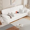 Acekool 84" Living Room Sofa, Curved Armrests with Removable Pillows and Side Pockets, Teddy Wool Couch for Modern Home - 2 of 4