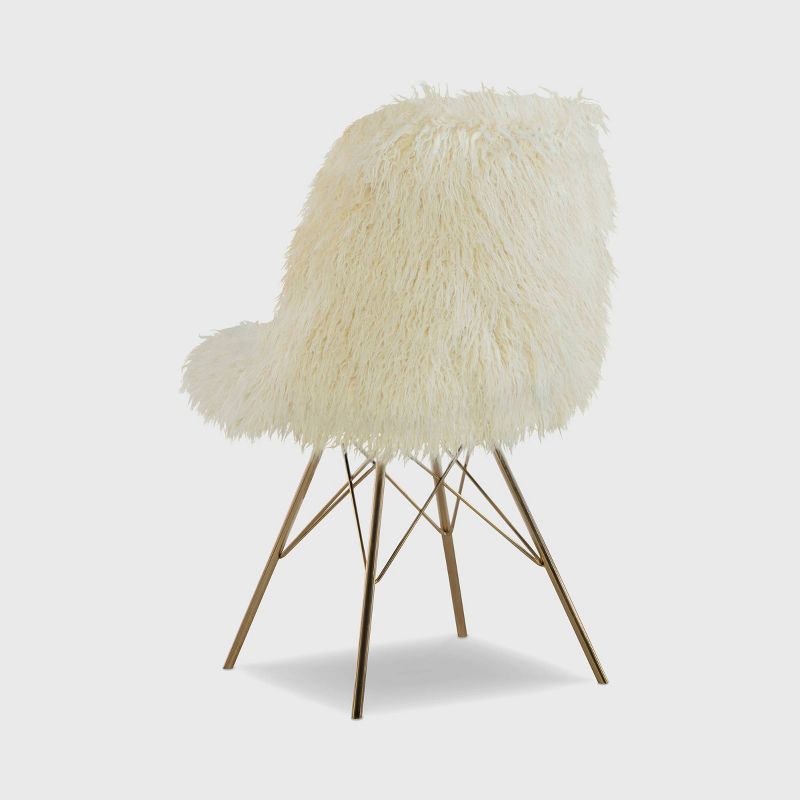 Remy Flokati Modern Faux Fur Accent and Office Chair Chair White - Linon, 3 of 10