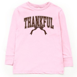 Varsity Thankful Coquette - Toddler Long Sleeve Graphic Tee and Youth Long Sleeve Graphic T-Shirt - 1 of 3