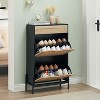 GustoWave 3-Tier Slim Rattan Shoe Storage Cabinet for Entryway Hallway Porch - 3 of 4