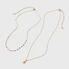 14K Gold Dipped Beaded Initial Necklace Set 2pc - A New Day™ Gold/Marron - 2 of 4