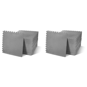 BalanceFrom Fitness 144 Square Foot Double Sided Non Slip High Density EVA Foam Exercise Mat Tiles with Interlocking Edges, Gray (2 Pack) - 1 of 4