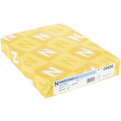 Neenah 110lb Classic Crest Cardstock 8.5"X11" 125/Pkg-Solar White, MSRP $.22 Per Sheet