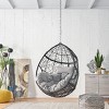 Hanging Outdoor Patio Swing Chair,Polyethylene Rattan Woven Teardrop Chair,Swing Chair With Cushioned Seats And Iron Frame-Coolbibila - 3 of 4