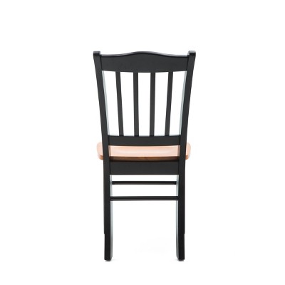 Set of 2 Black and Oak High Slat Back Dining Chairs