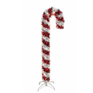 Kurt S. Adler 5' Pre-Lit LED Tinsel Candy Cane - 1 of 4