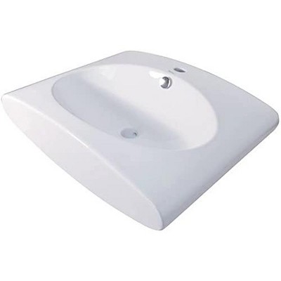 ALFI Isabella Collection Rectangular Wall Mount Bathroom Basin with Integrated Oval Bowl, Overflow, Single Faucet Hole and Rear Center Drain