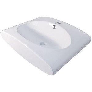 ALFI Isabella Collection Rectangular Wall Mount Bathroom Basin with Integrated Oval Bowl, Overflow, Single Faucet Hole and Rear Center Drain - 1 of 2