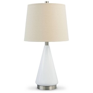 Signature Design by Ashley (Set of 2) Ackson Table Lamps White/Silver: Contemporary Ceramic & Metal, 22.5" Height - 1 of 4