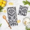 Design Imports  Damask Print Dishtowel Set 2 Piece, 18X28", Black - 4 of 4