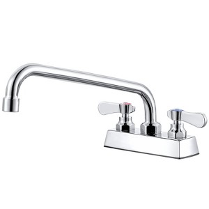 WOWOW Commercial Faucet with 6 in. Swivel Spout, Double Handle Deck Mount Standard Kitchen Faucet in Polished Chrome - 1 of 4