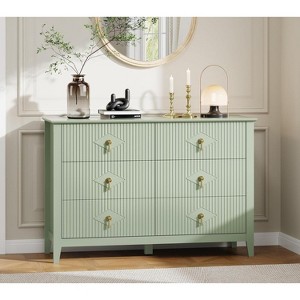 Acekool 47.2" 6-Drawer Fluted Dresser, Modern Storage Chest for Bedroom, Living Room - 1 of 4