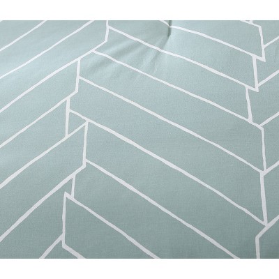 Full White and Green Cotton Reversible Bedspread Set
