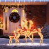 Costway 3 PCS Large Lighted Christmas Reindeer Family with 440 LED Lights & Bows Buck - 2 of 4