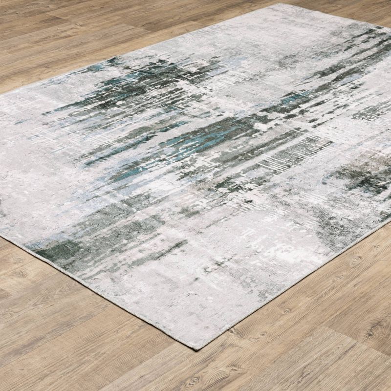 Micah Washable Modern Abstract Indoor Area Rug Gray/Teal - Captiv8e Designs, 4 of 13
