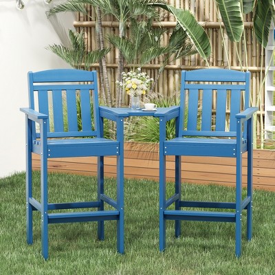 JUJABU Set of 2 Tall Adirondack Chairs with Connecting Tray, All-Weather Bar Height Patio Chairs for Balcony or Poolside
