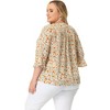 Agnes Orinda Women's Plus Size Pleated Ruffle 3/4 Sleeves Pintuck V Neck Floral Blouses - 4 of 4