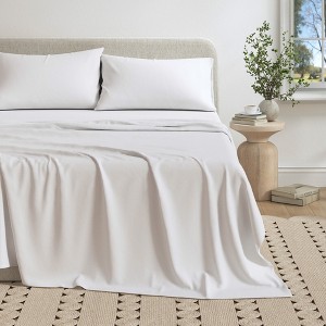Ultra-Soft Cotton Heathered Melange Jersey Knit Sheet Set - Great Bay Home - 1 of 4